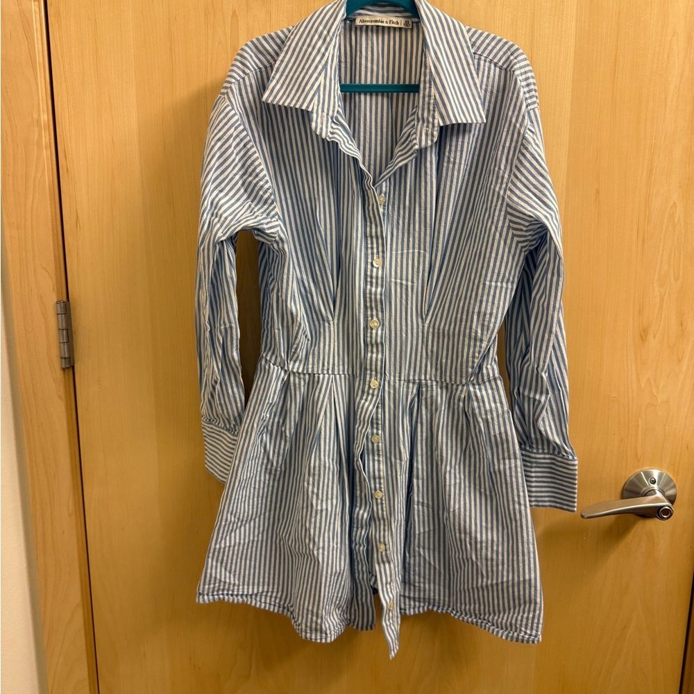 Abercrombie & Fitch Blue and White Striped Shirt Dress